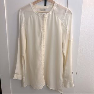 *NWOT* LUCKY BRAND Silk Collarless Blouse, Cream - Sz M